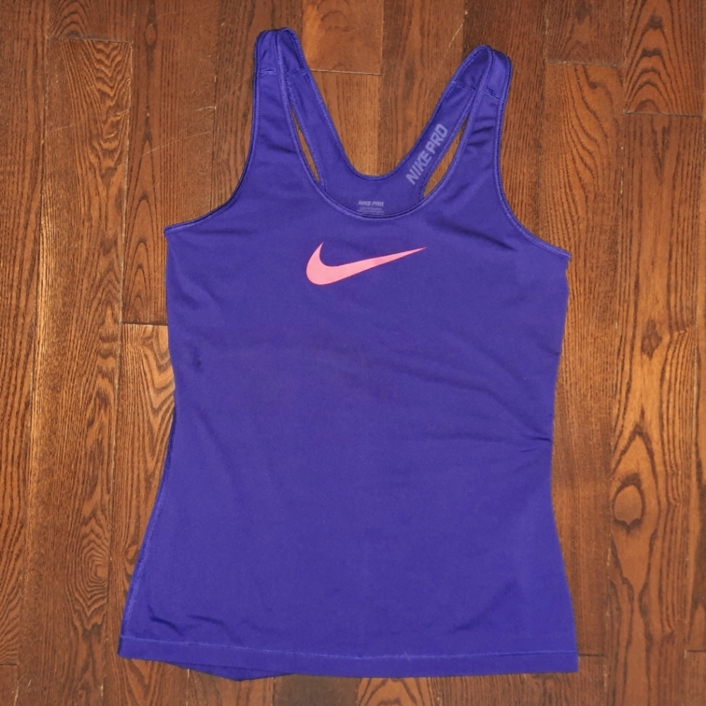 💜 Nike Pro Tank, Purple + Pink, Size Medium